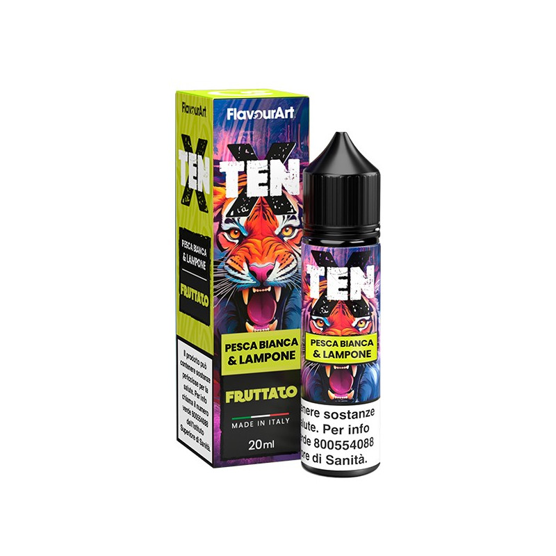 Flavourart TenX Pesca Bianca Lampone - Vape shot 20ml